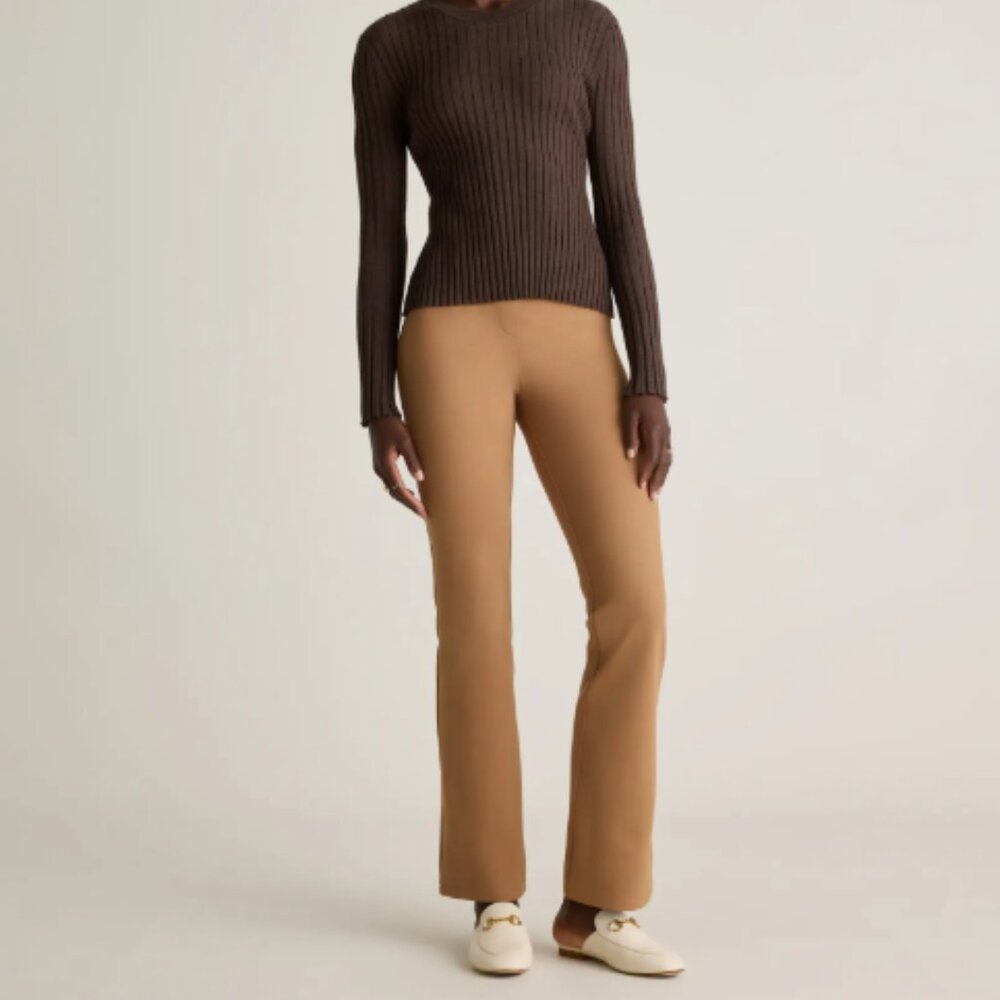 QUINCE Ultra-Stretch Ponte Bootcut Pants - Roasted Pecan, 28" Inseam, Size S